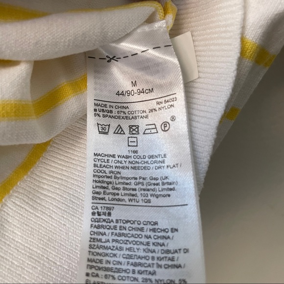 Banana Republic White & Yellow Stripe Stretch Boat Neck Short Sleeve Sweater - M - Picture 7 of 7